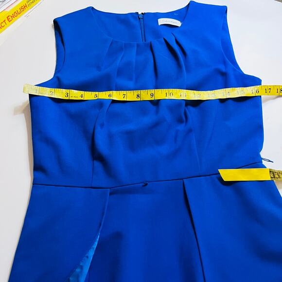Calvin Klein sleeveless Faux Wrap Sheath Dress Size 4 Blue - Picture 6 of 9